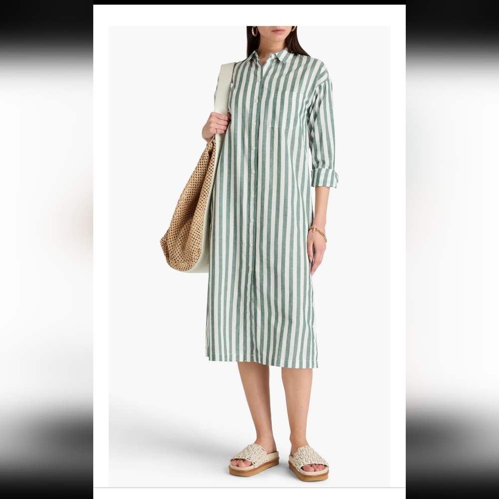 Alex Mill Kerry Positano Striped Button-Up Long Shirt Dress - Picture 6 of 16